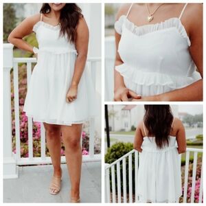 Ivory layered dress sundress size medium Entro